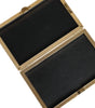 Dolce & Gabbana Black Leather Studs Gold Frame Clutch Evening Purse Bag
