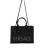 Sac fourre-tout à bandoulière en toile et cuir noir avec logo Versace