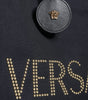 Sac fourre-tout à bandoulière en toile et cuir noir avec logo Versace