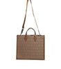 Versace Brown Top Handle Jacquard Leather Logo Crossbody Tote Bag