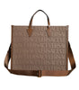 Versace Brown Top Handle Jacquard Leather Logo Crossbody Tote Bag