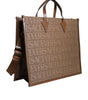 Versace Brown Top Handle Jacquard Leather Logo Crossbody Tote Bag