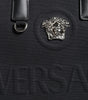 Sac fourre-tout à bandoulière en toile et cuir noir avec logo Versace