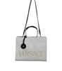 Sac fourre-tout à bandoulière en toile et cuir blanc avec logo Versace