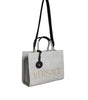 Sac fourre-tout à bandoulière en toile et cuir blanc avec logo Versace