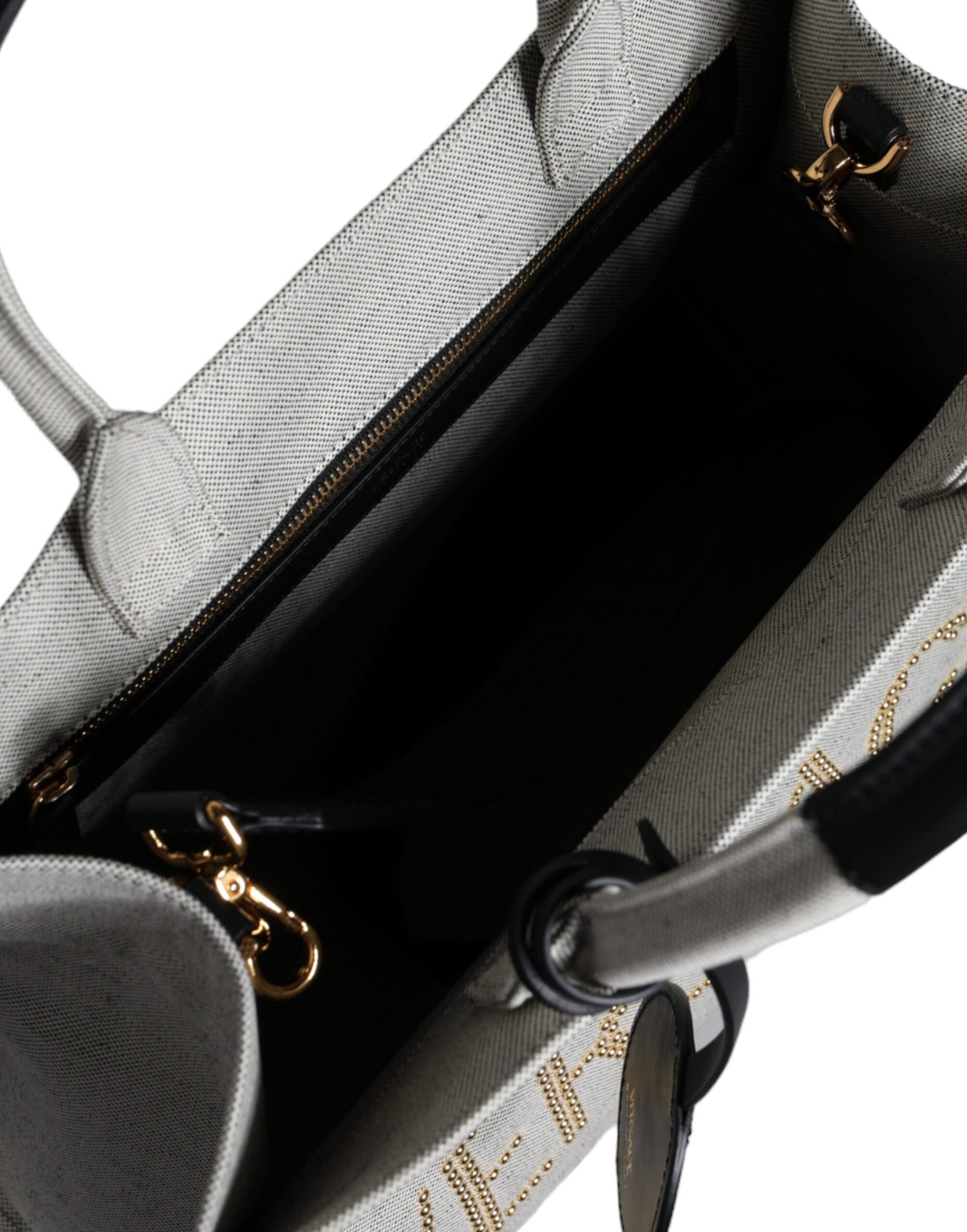 Sac fourre-tout à bandoulière en toile et cuir blanc avec logo Versace