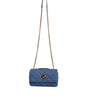 Versace Blue Quilted Denim Leather Crossbody Shoulder Bag