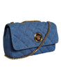 Versace Blue Quilted Denim Leather Crossbody Shoulder Bag