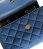Versace Blue Quilted Denim Leather Crossbody Shoulder Bag
