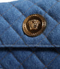 Versace Blue Quilted Denim Leather Crossbody Shoulder Bag