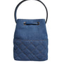 Sac bandoulière en cuir denim matelassé bleu Versace