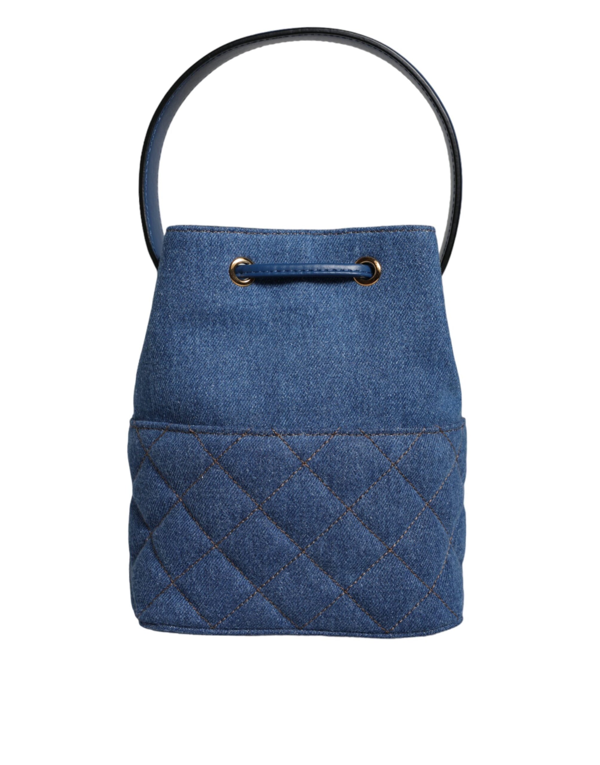 Sac bandoulière en cuir denim matelassé bleu Versace