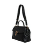 Versace Black Top Handle Grainy Calfskin Leather Crossbody Bag