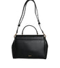 Versace Black Top Handle Grainy Calfskin Leather Crossbody Bag