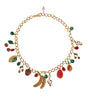 Dolce & Gabbana Gold Tone Brass Fruity Crystal Embellished Waist Chain Belt