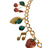 Dolce & Gabbana Gold Tone Brass Fruity Crystal Embellished Waist Chain Belt