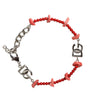 Dolce &amp; Gabbana Silver Tone Brass Beaded Resin DG Logo Chain Bracelet