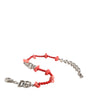 Dolce &amp; Gabbana Silver Tone Brass Beaded Resin DG Logo Chain Bracelet