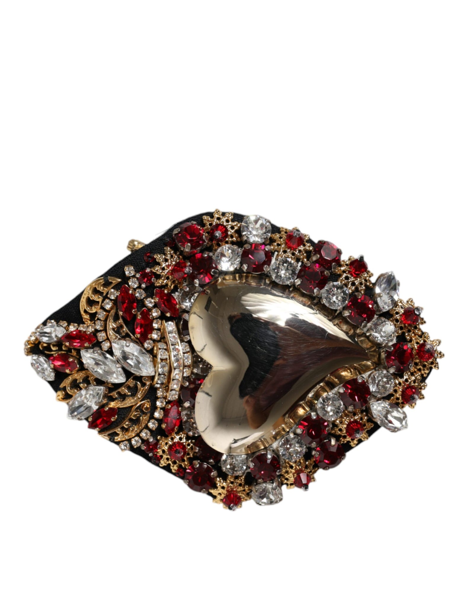 Broche Dolce &amp; Gabbana en laiton doré ornée de cristaux Sacré-Cœur