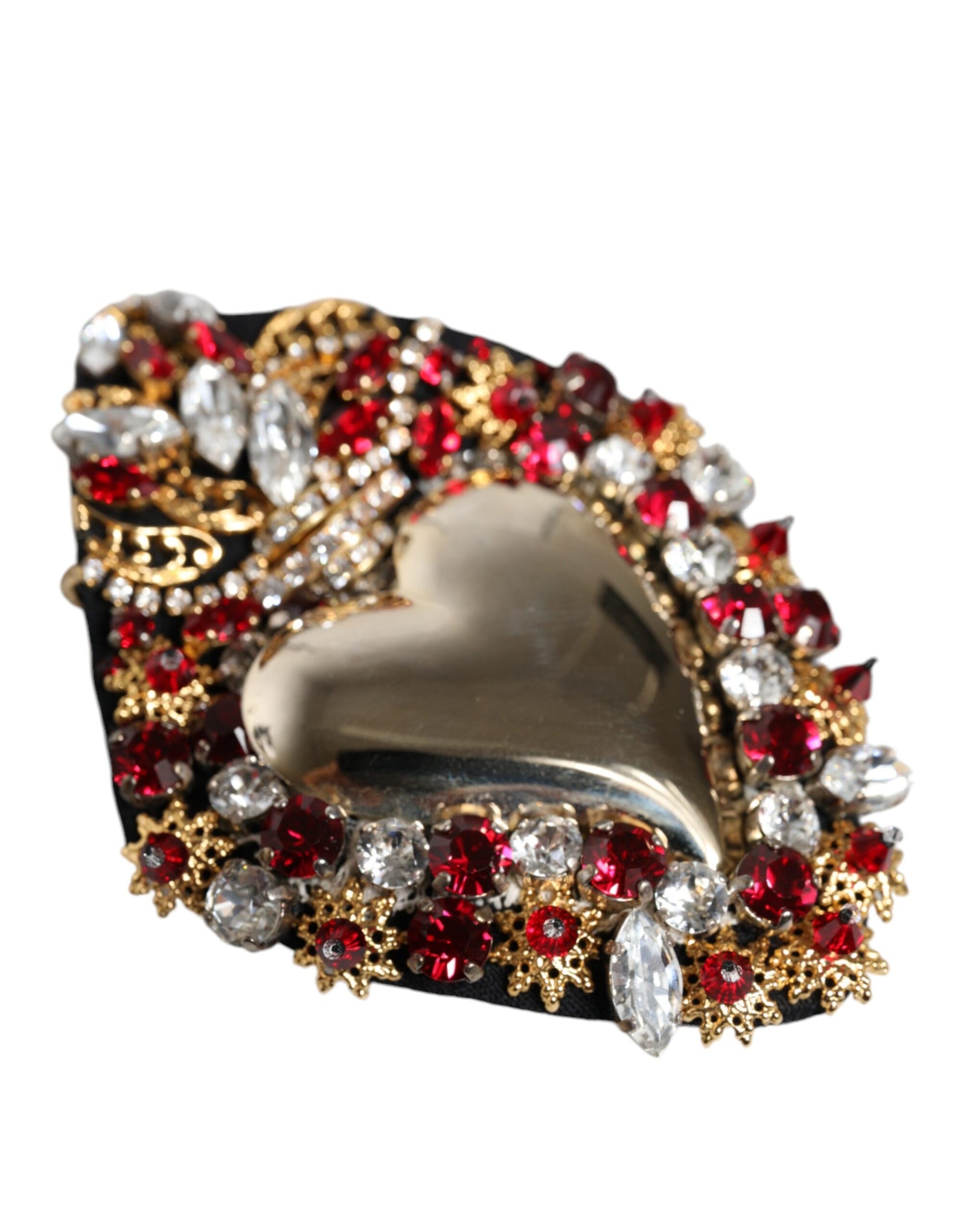 Broche Dolce &amp; Gabbana en laiton doré ornée de cristaux Sacré-Cœur