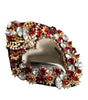 Broche Dolce &amp; Gabbana en laiton doré ornée de cristaux Sacré-Cœur