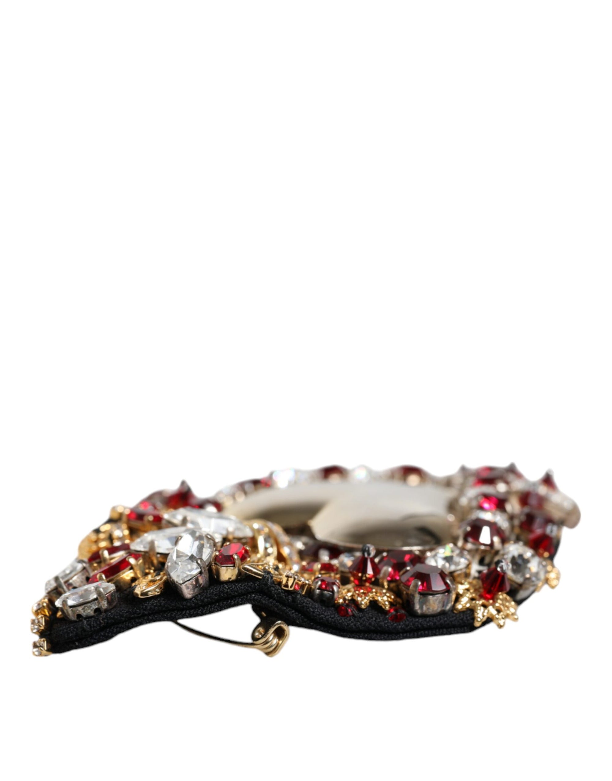 Broche Dolce &amp; Gabbana en laiton doré ornée de cristaux Sacré-Cœur