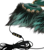 Dolce & Gabbana Green Gold Crystal Fur Headset Audio AUX Headphones