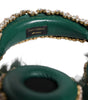 Dolce & Gabbana Green Gold Crystal Fur Headset Audio AUX Headphones