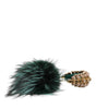 Dolce & Gabbana Green Gold Crystal Fur Headset Audio AUX Headphones