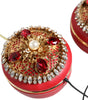 Dolce & Gabbana Red Nappa Leather Floral Crystal Headphone