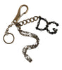 Porte-clés Dolce &amp; Gabbana en métal argenté avec logo DG et cristaux