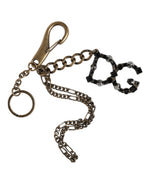 Porte-clés Dolce &amp; Gabbana en métal argenté avec logo DG et cristaux