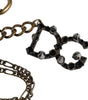 Porte-clés Dolce &amp; Gabbana en métal argenté avec logo DG et cristaux