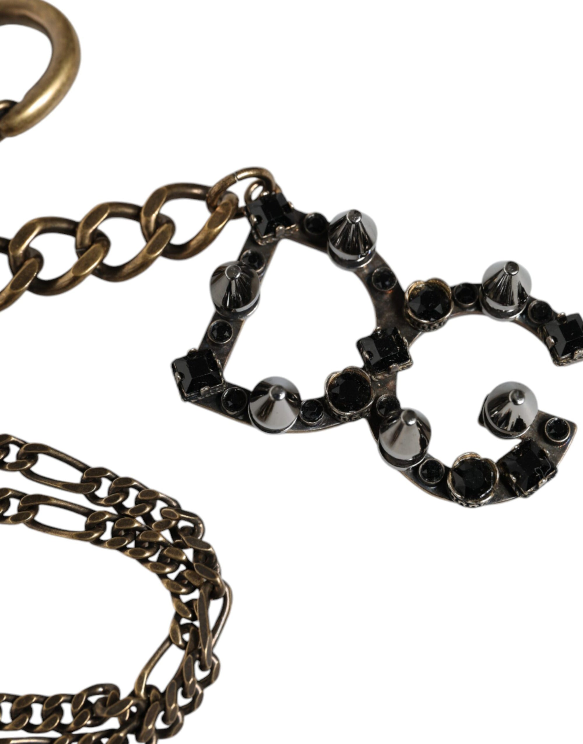 Porte-clés Dolce &amp; Gabbana en métal argenté avec logo DG et cristaux