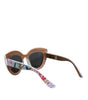 Dolce &amp; Gabbana Multicolor Wood Crystal Brass Frame Floral Hand Paint Sunglasses