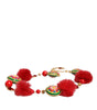 Dolce & Gabbana Gold Brass Red Fur Crystal Waist Torero Belt