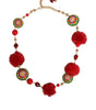 Dolce & Gabbana Gold Brass Red Fur Crystal Waist Torero Belt