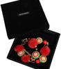 Dolce & Gabbana Gold Brass Red Fur Crystal Waist Torero Belt