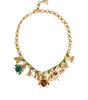 Dolce & Gabbana Gold Brass Crystal Bug Charm Pendant Statement Necklace