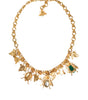 Dolce & Gabbana Gold Brass Crystal Bug Charm Pendant Statement Necklace