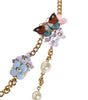 Collier Dolce &amp; Gabbana en laiton doré avec perles en cristal superposées et motif floral