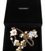 Collier Dolce &amp; Gabbana en laiton doré avec perles en cristal superposées et motif floral