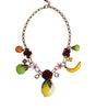 Collier Dolce & Gabbana avec pendentifs en laiton doré et logo en cristal et fleurs