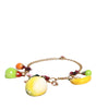 Collier Dolce & Gabbana avec pendentifs en laiton doré et logo en cristal et fleurs