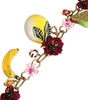 Collier Dolce & Gabbana avec pendentifs en laiton doré et logo en cristal et fleurs