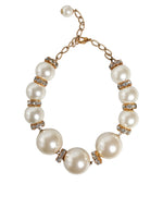 Collier Dolce &amp; Gabbana en or avec perles et cristaux blancs