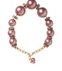 Dolce & Gabbana Pink Maxi Faux Pearl Beads Crystals Gold Chain Necklace