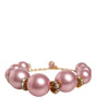 Dolce & Gabbana Pink Maxi Faux Pearl Beads Crystals Gold Chain Necklace