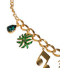 Collier musical Dolce & Gabbana en laiton doré avec chaîne et cristaux ananas