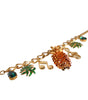 Collier musical Dolce & Gabbana en laiton doré avec chaîne et cristaux ananas